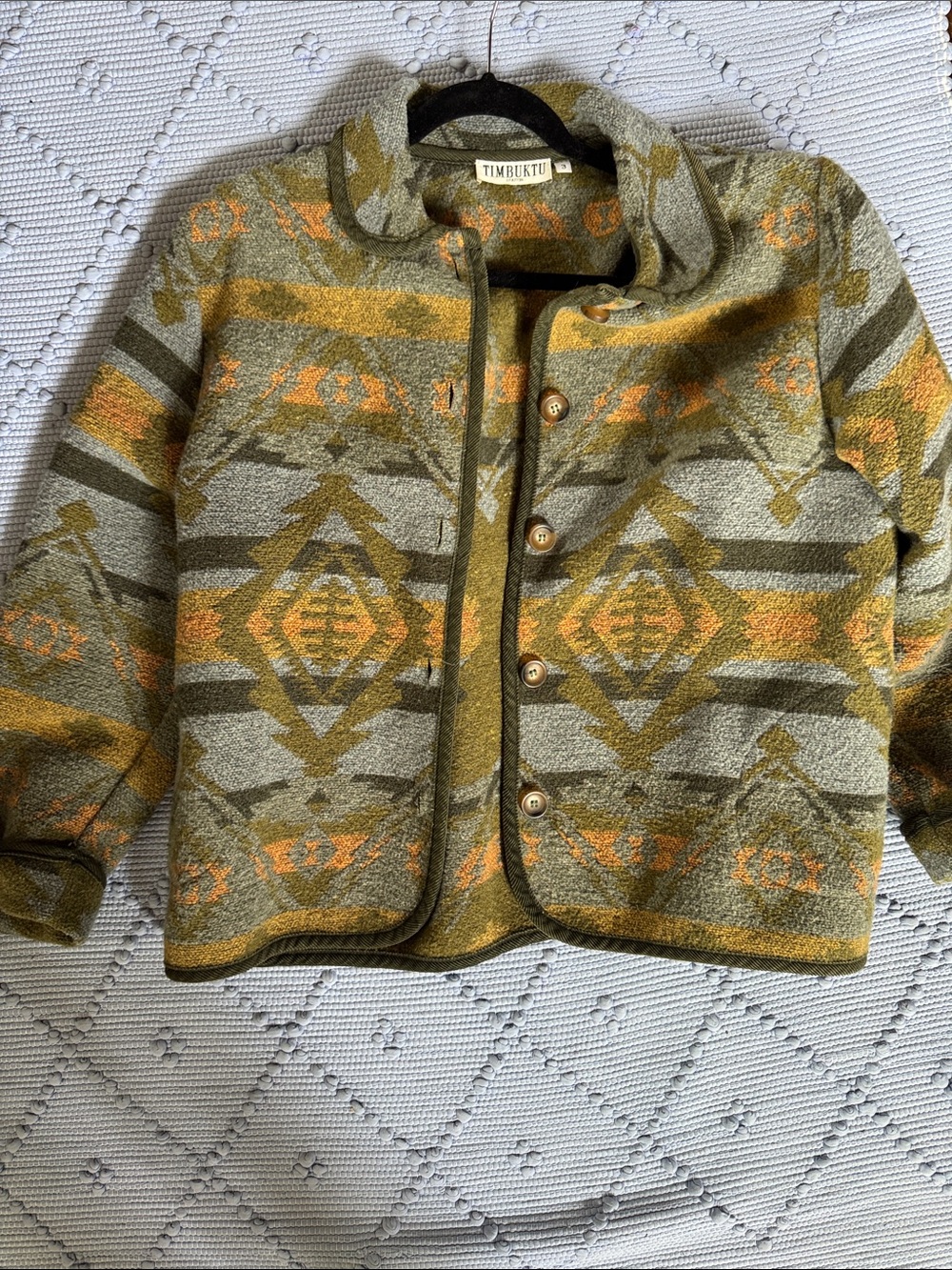 Olive & Mustard Patterned Pea Coat